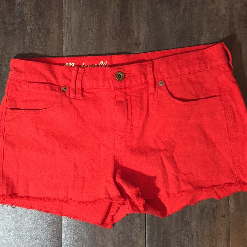 Madewell red denim cutoff shorts sz 27